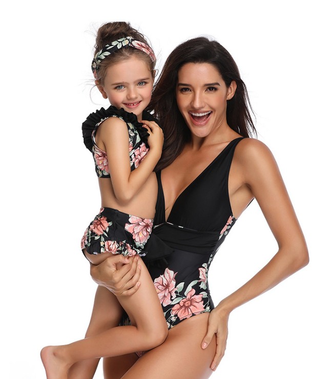 F4727-1 Mommy And Me Floral Printed Swimwear
